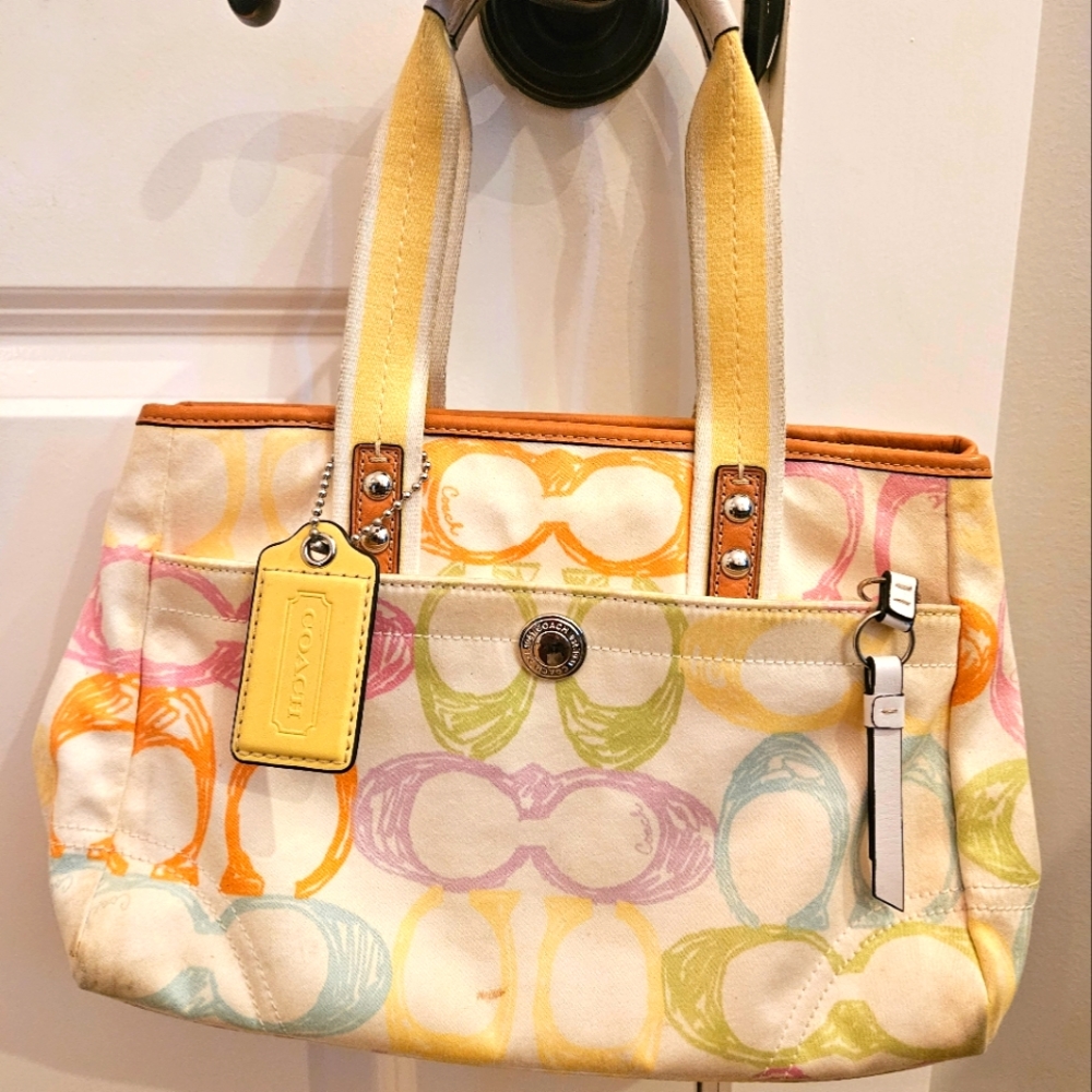 Authentic Coach Multi-Color C's Signature Hobo Sa… - image 1